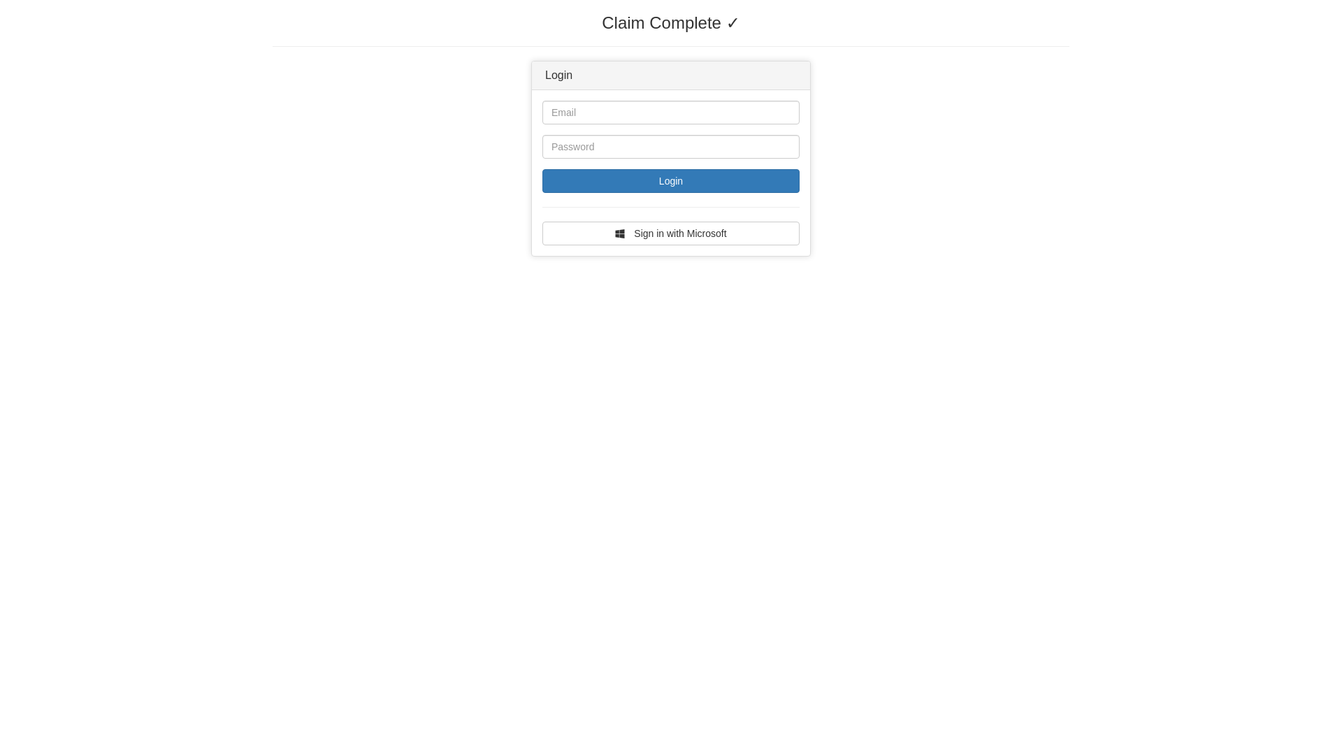 website screenshot of https://demo.claimcomplete.net/login