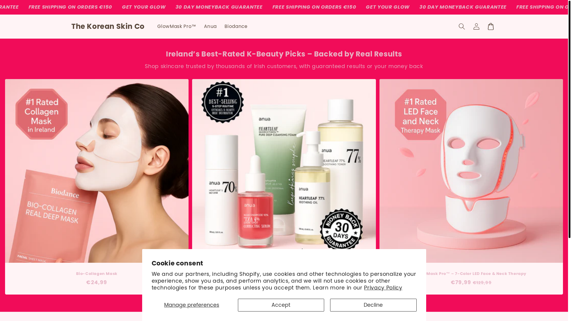 website screenshot of https://thekoreanskinco.ie/