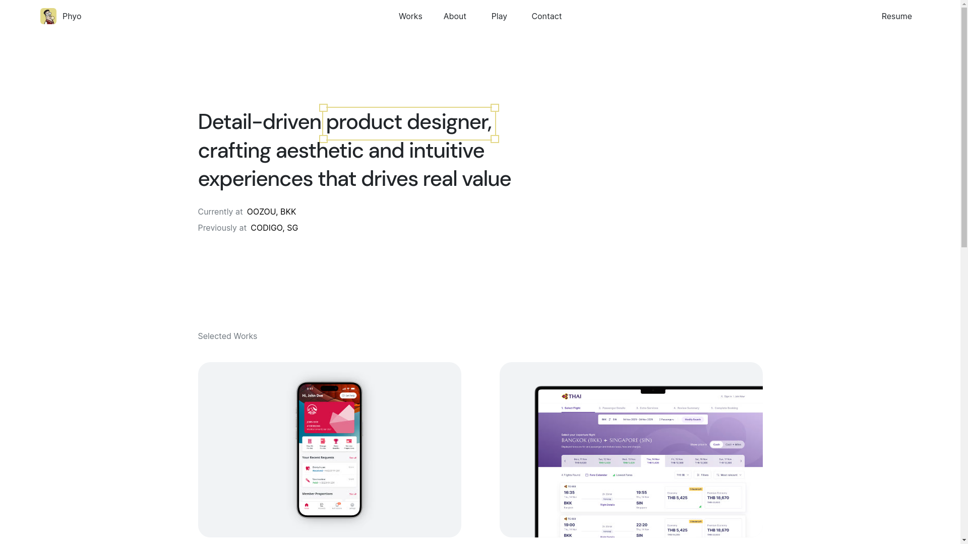 website screenshot of https://phyoheinkyaw.design/