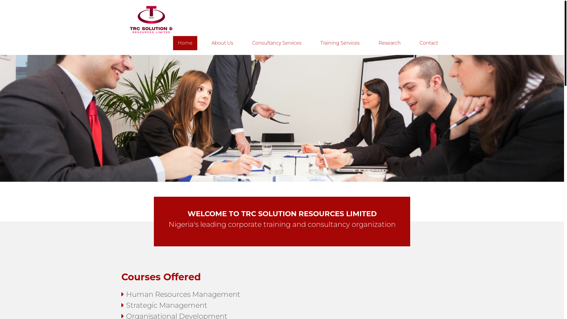 website screenshot of https://trcsolutionresourceslimited.com/