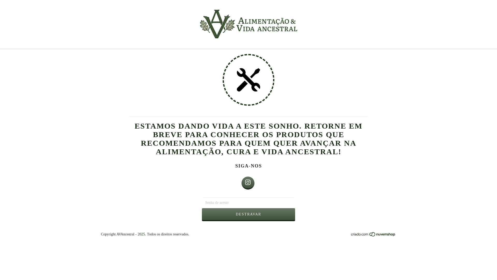 website screenshot of https://avancestral.com.br/