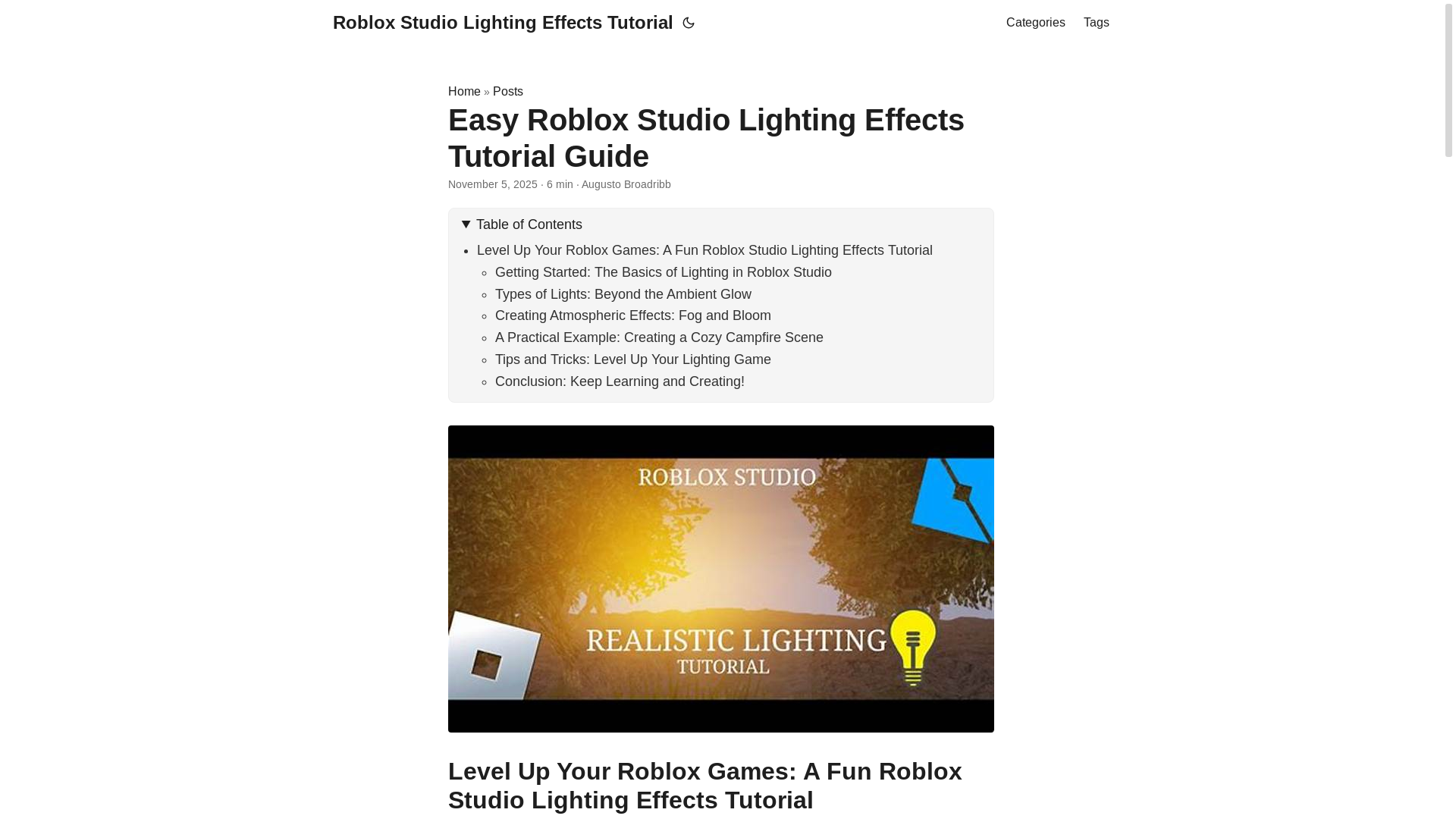website screenshot of https://roblox-studio-lighting-effects-tutorial.pages.dev/