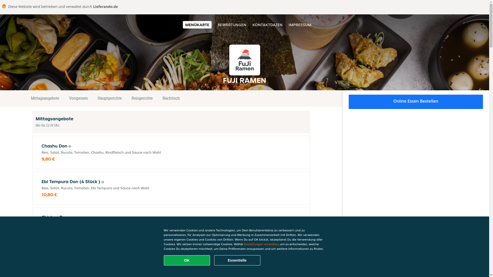 website screenshot of https://fujiramen-hamburg.de/