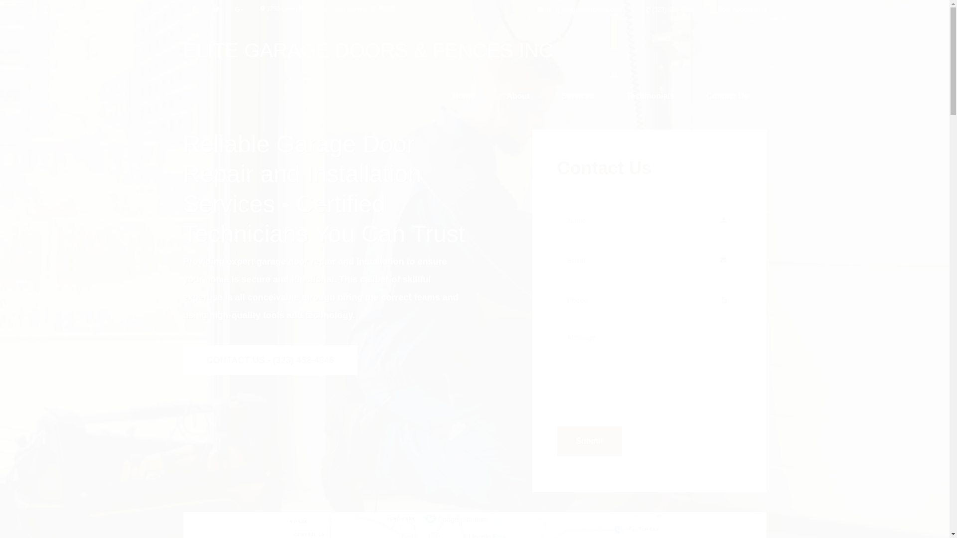 website screenshot of https://elitegaragedoorca.com/