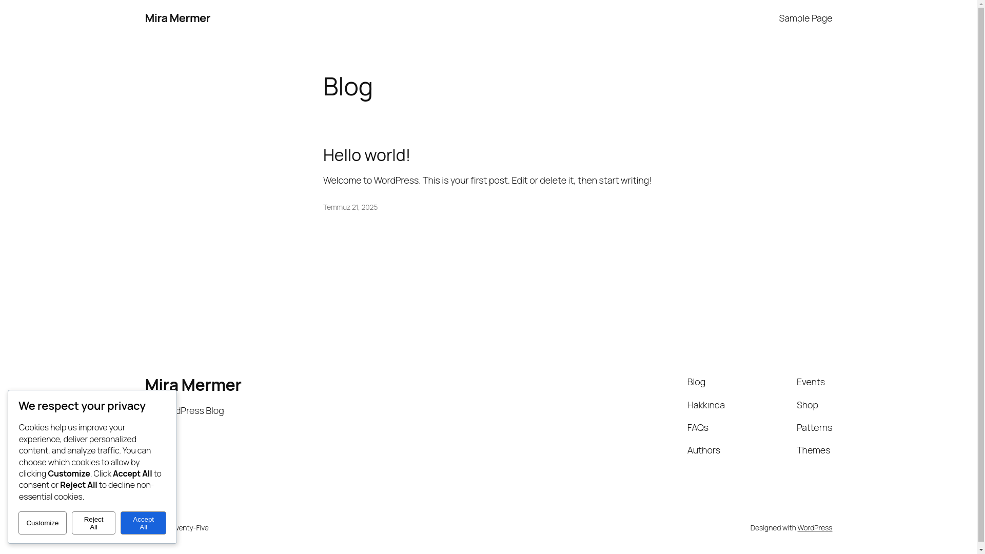 website screenshot of https://miramermer.com.tr/