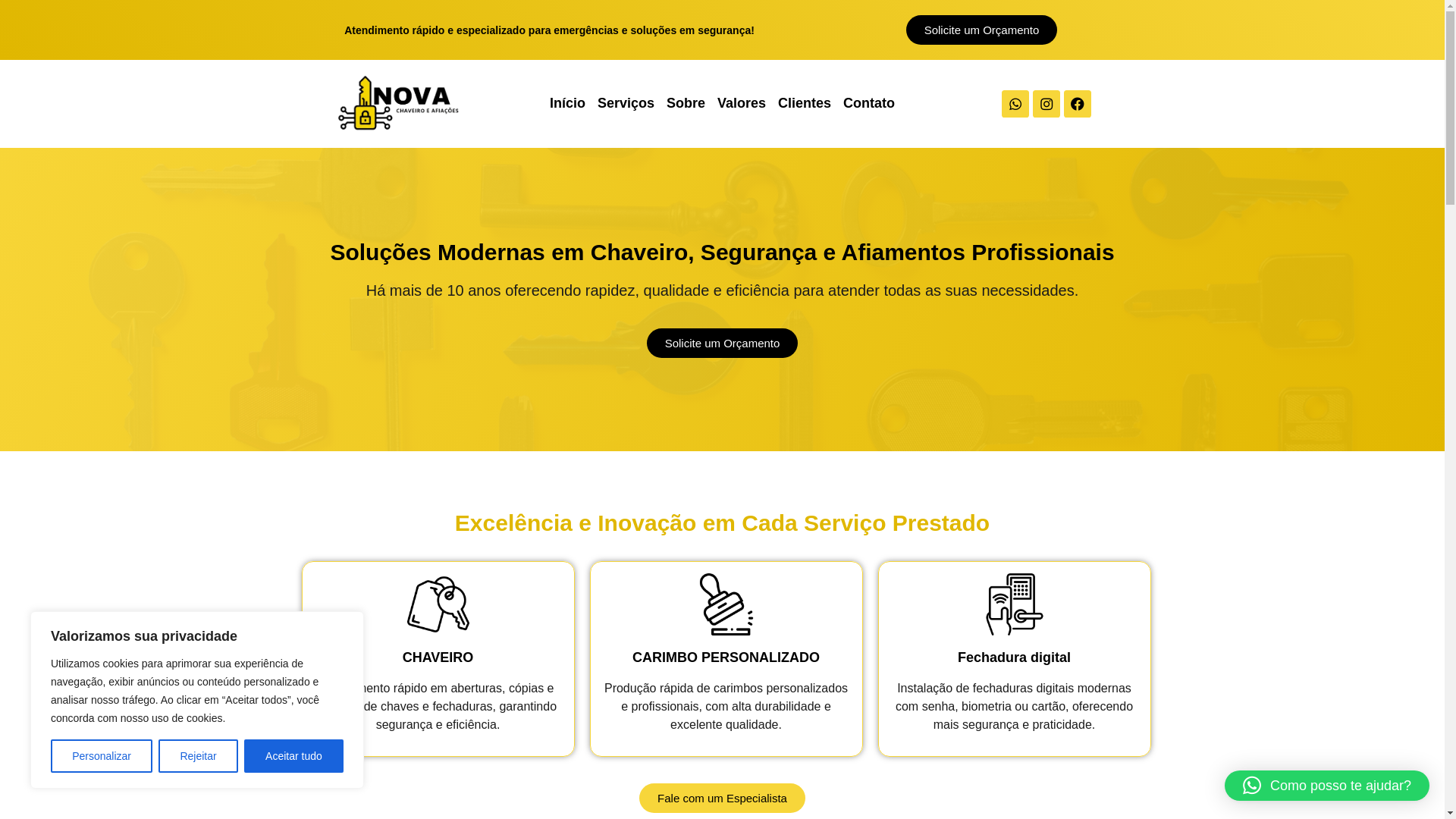 website screenshot of https://inovachaveiro.com.br/