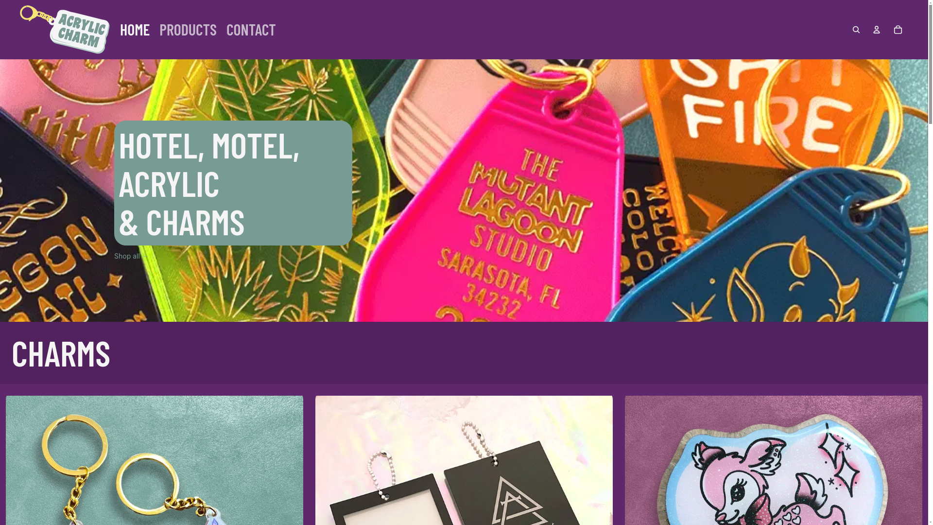 website screenshot of https://custommotelkeychains.com/