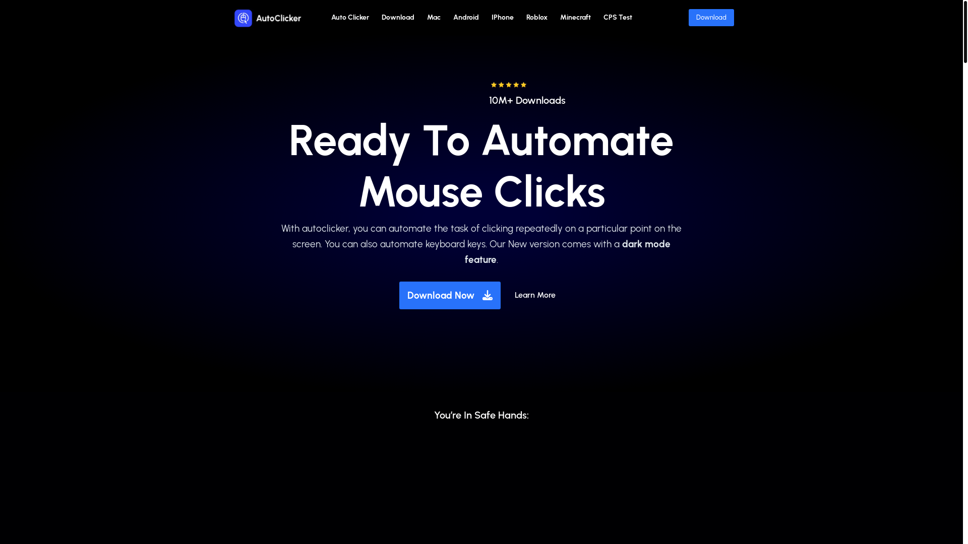 website screenshot of https://autoclicker.io/