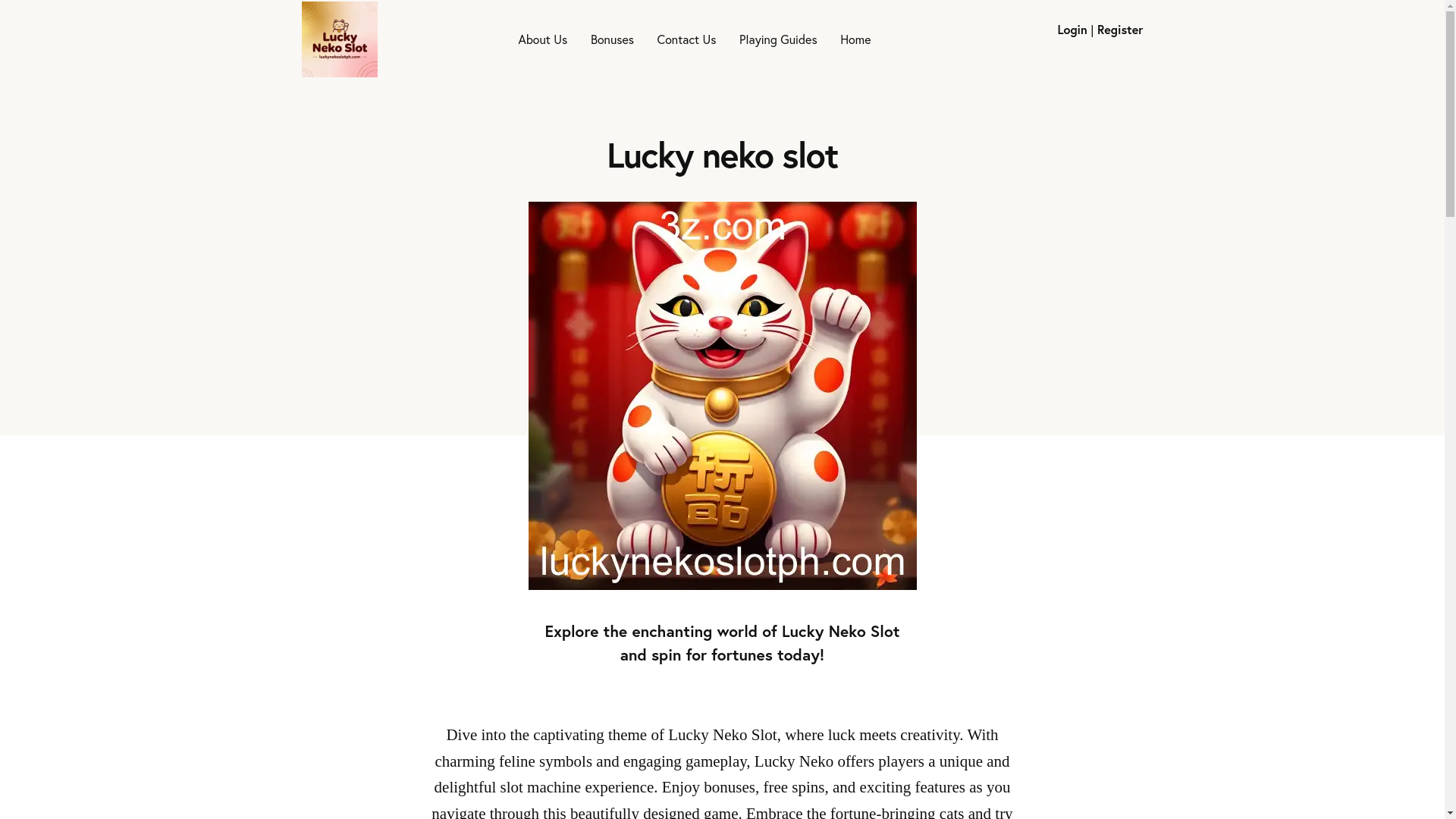 website screenshot of https://luckynekoslotph.com/