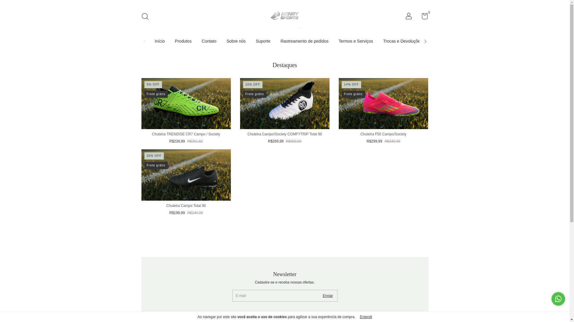 website screenshot of https://henrysports.com.br/