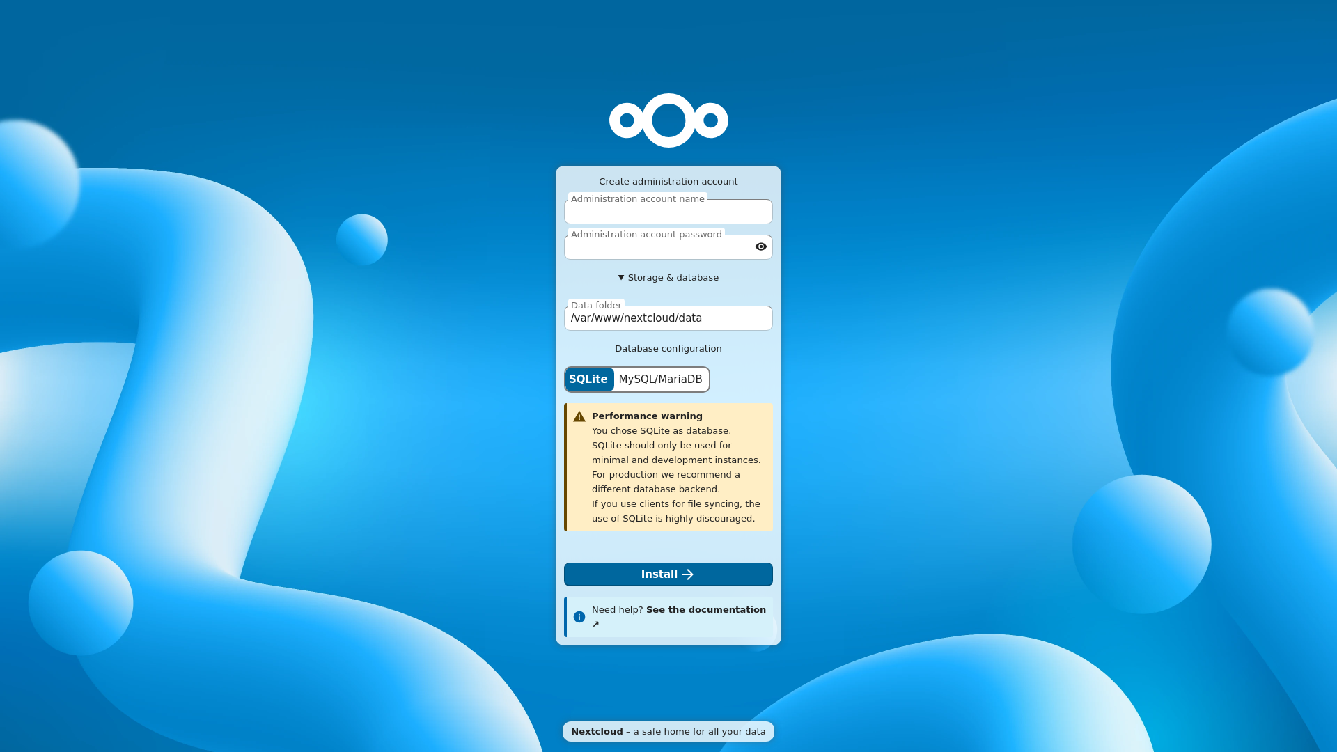 website screenshot of https://mwoehlernextcloud.de/