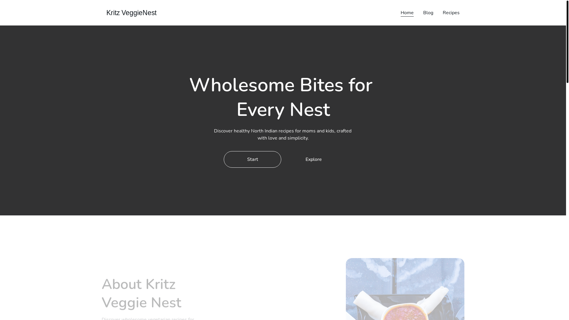 website screenshot of https://kritzveggienest.com/