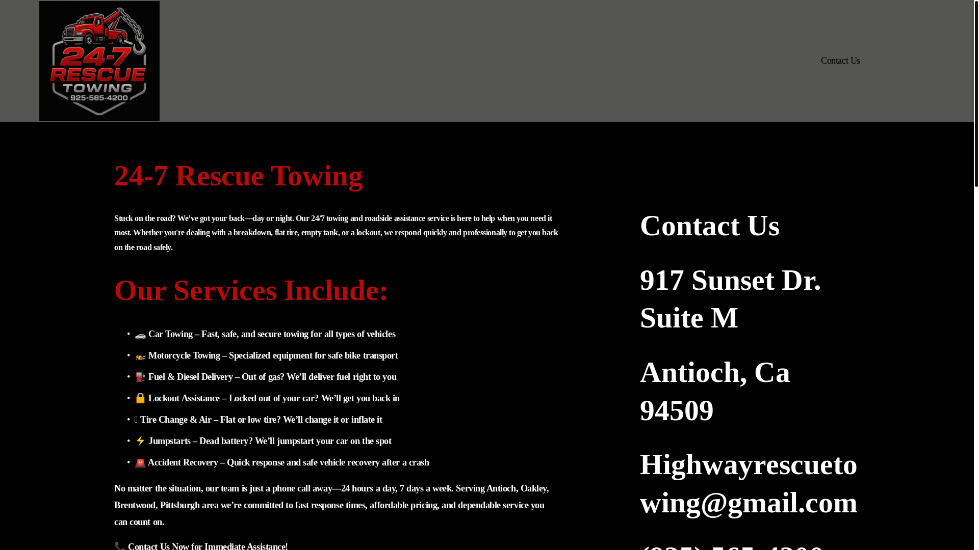 website screenshot of https://24-7rescuetowing.com/