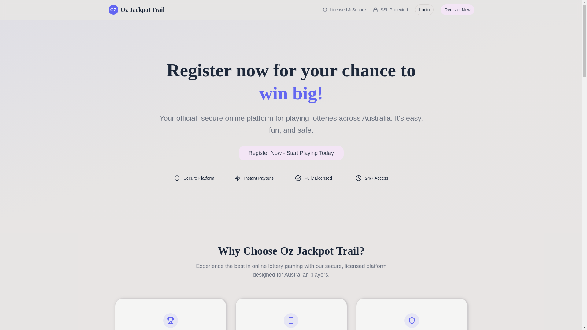 website screenshot of https://ozjackpottrail.com/