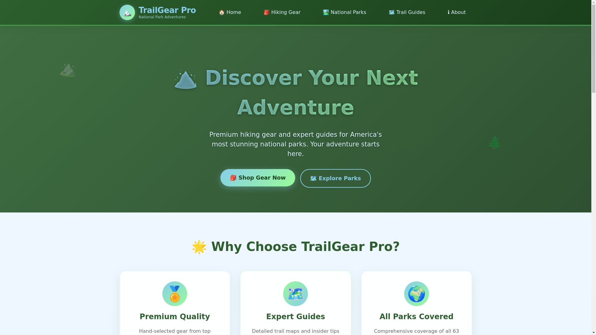 website screenshot of https://explorenationalparks.store/