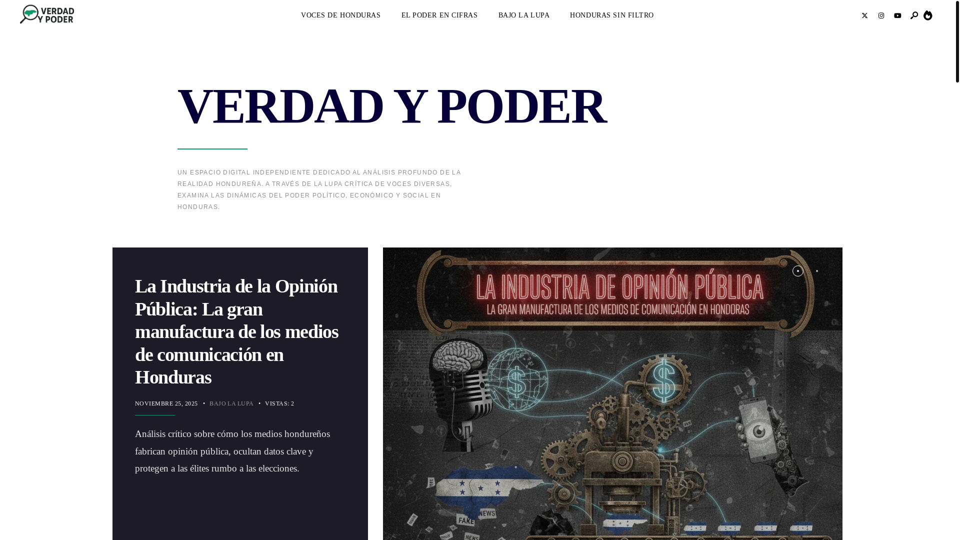 website screenshot of https://verdadypoderhn.org/