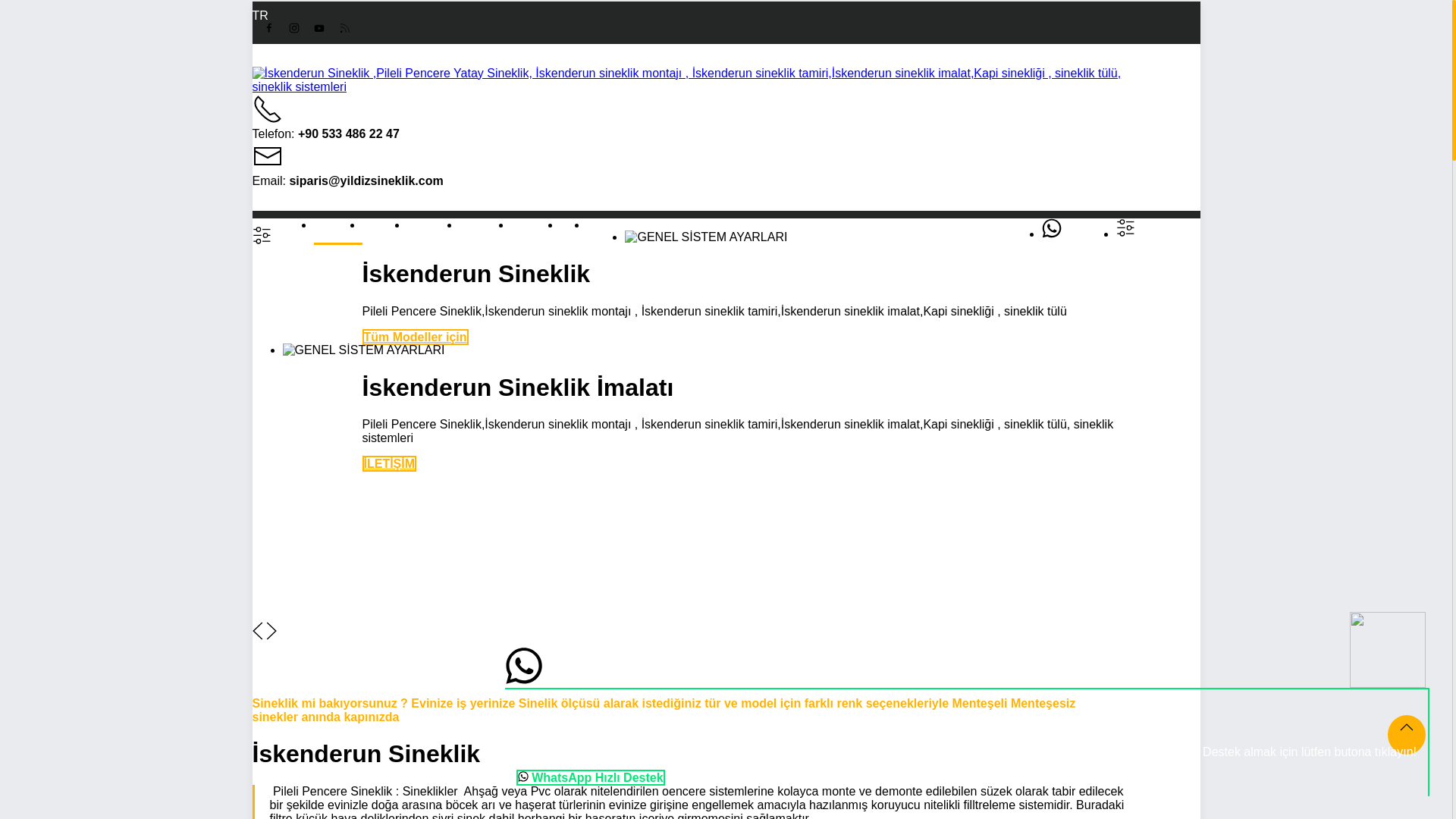 website screenshot of https://yildizsineklik.com.tr/