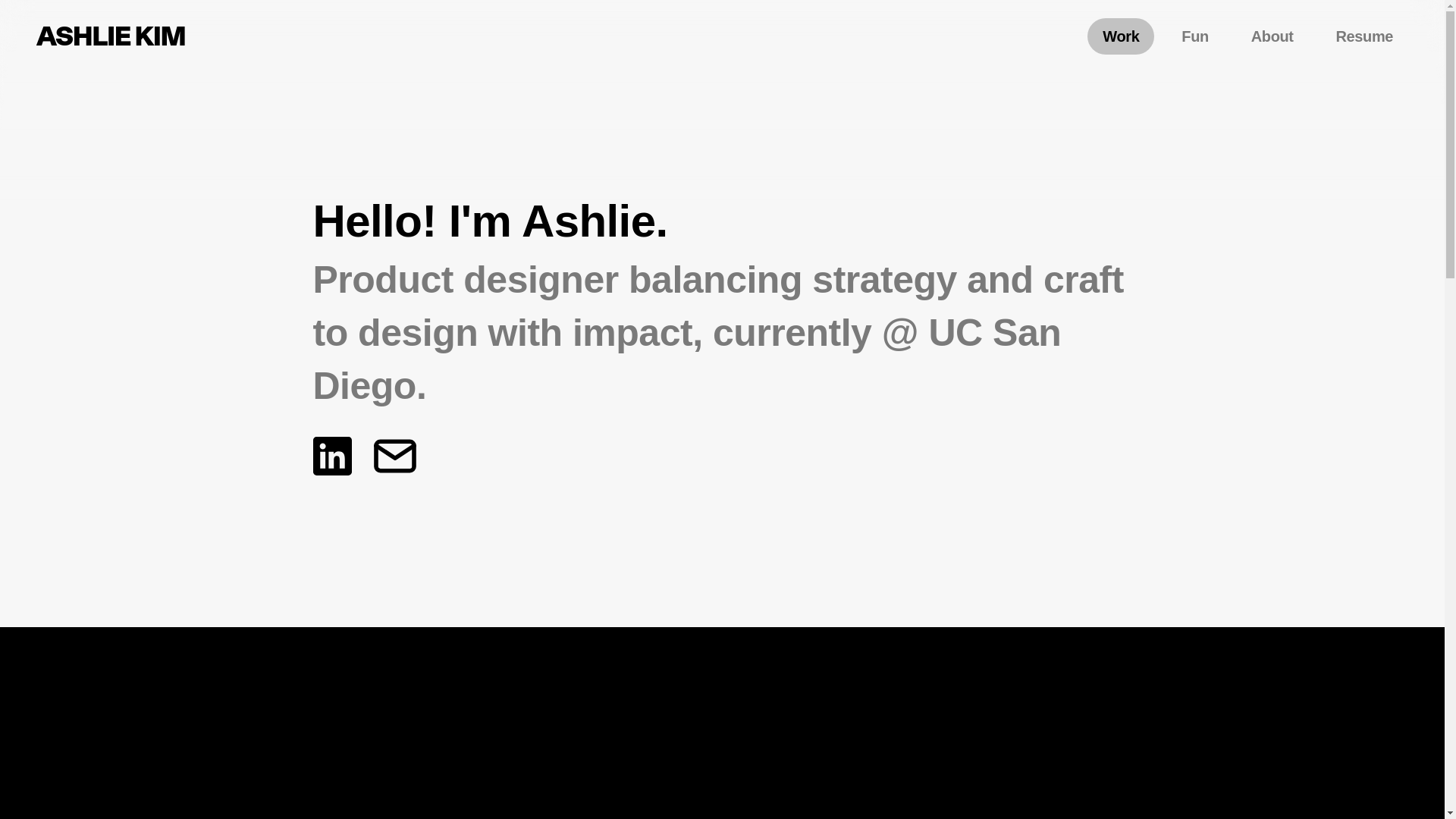 website screenshot of https://ashliekim.com/