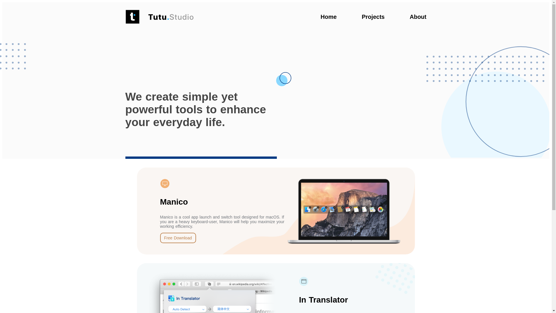 website screenshot of https://tutu-studio.com