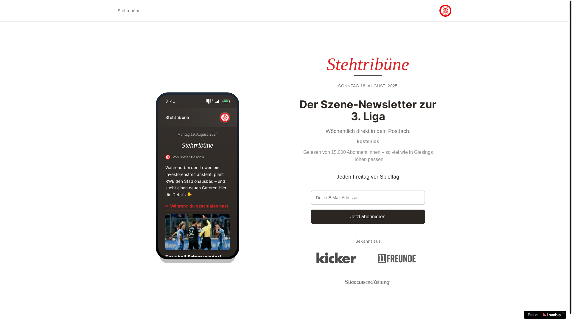 website screenshot of https://stehtribuehne.de/