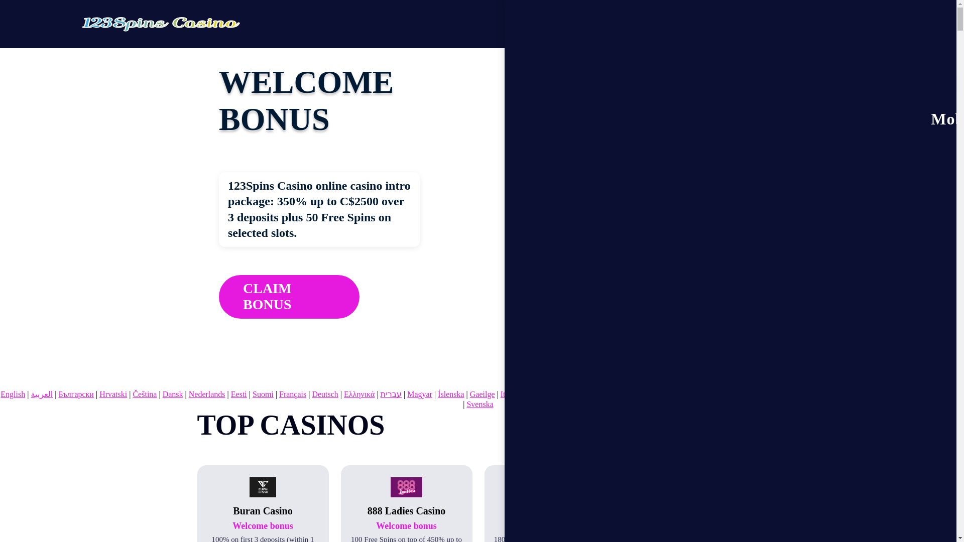 website screenshot of https://123spins2.bond/