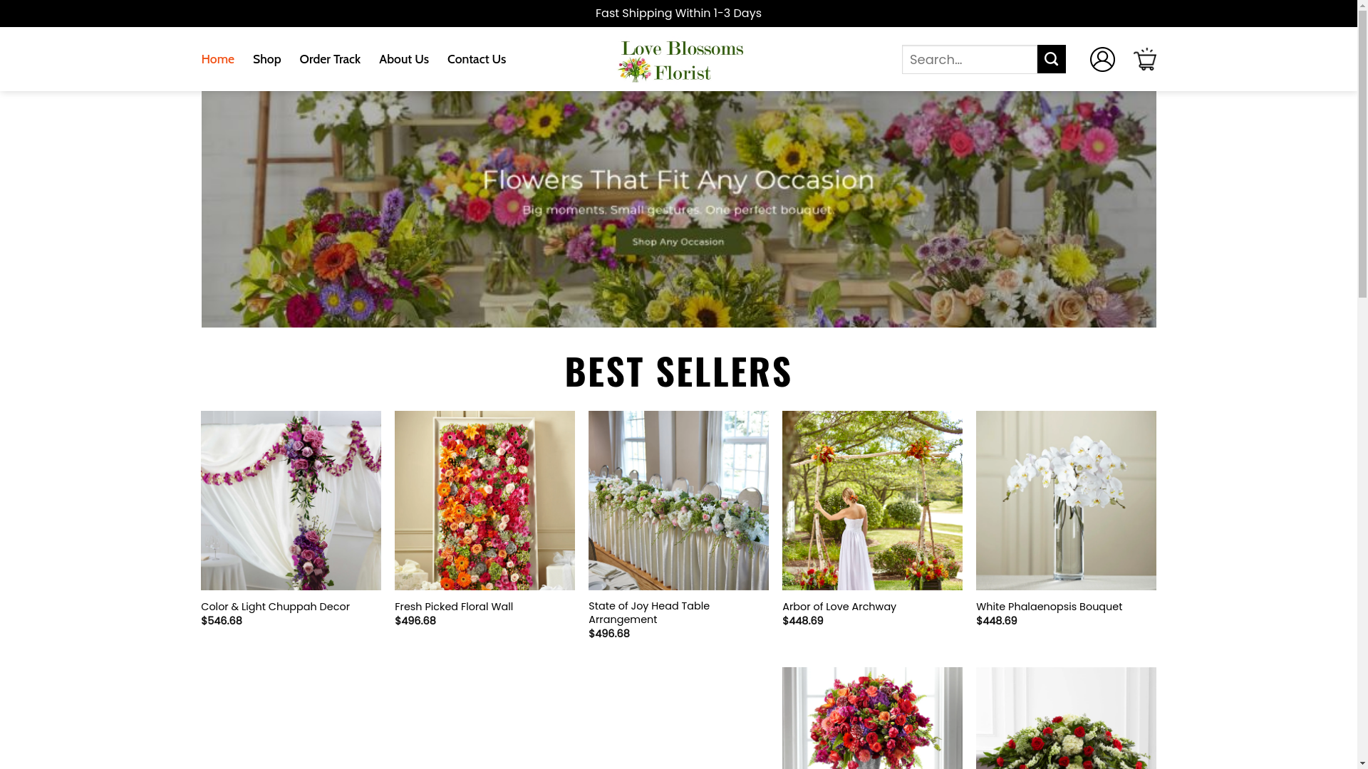 website screenshot of https://myloveblossomsflorist.shop/