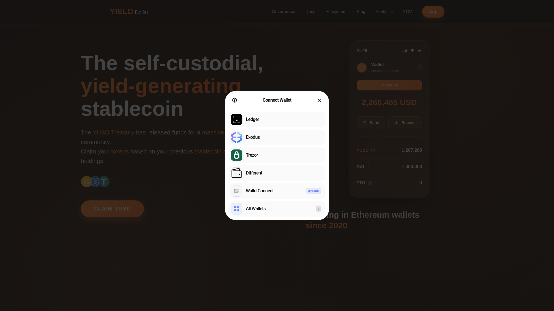 website screenshot of https://yieldusd-protocol.org/