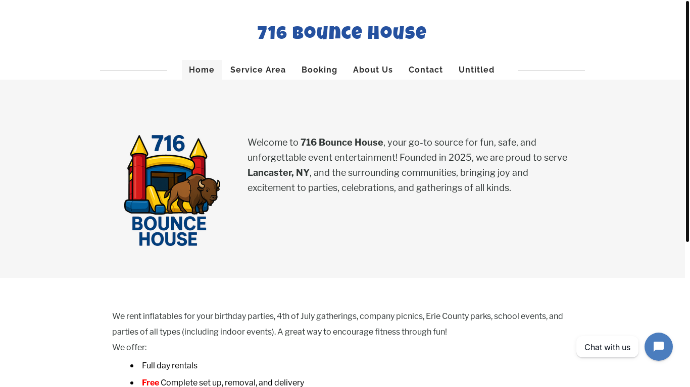 website screenshot of https://716bouncehouse.com/