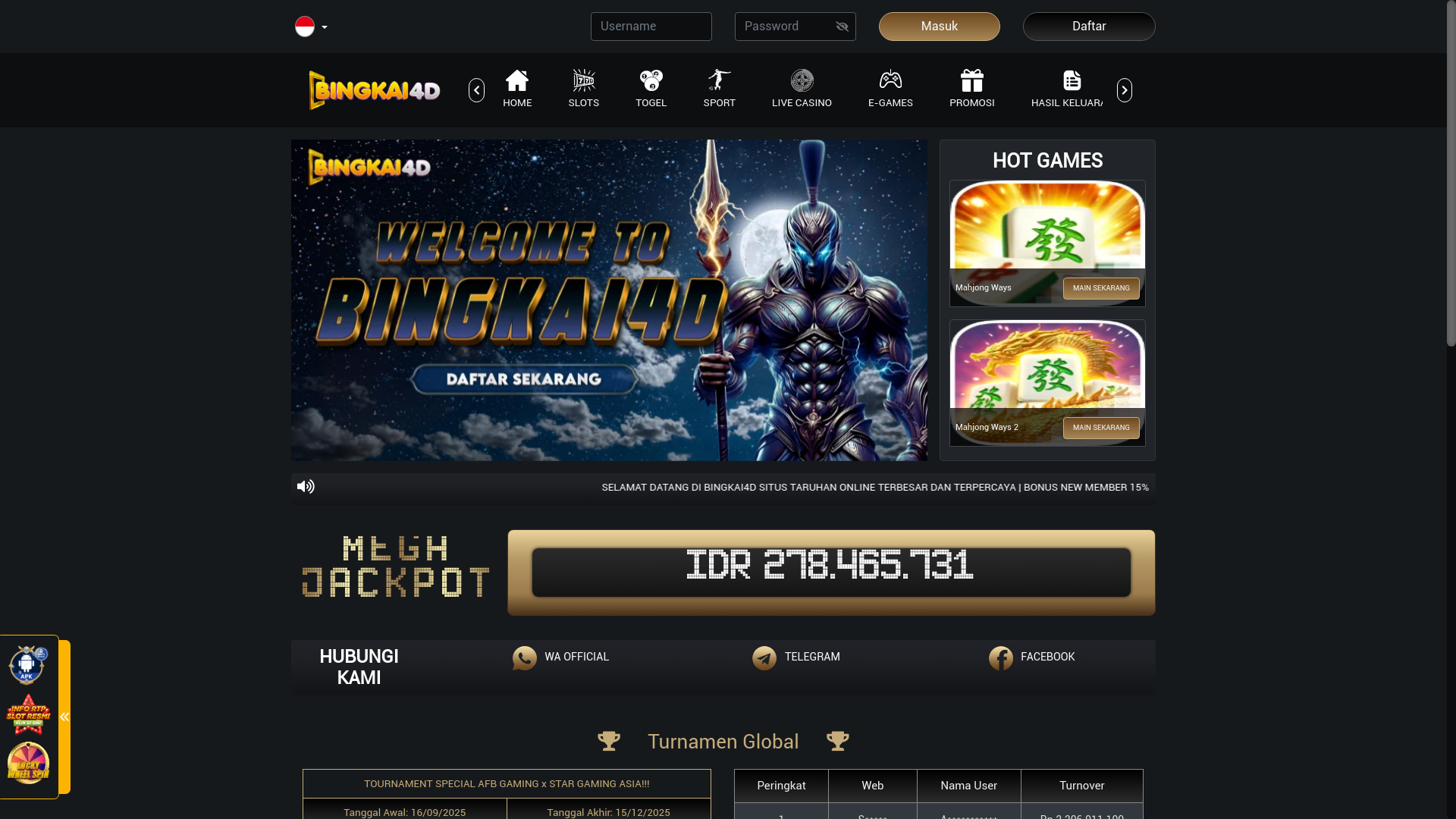 website screenshot of https://bingkaibaja.info/