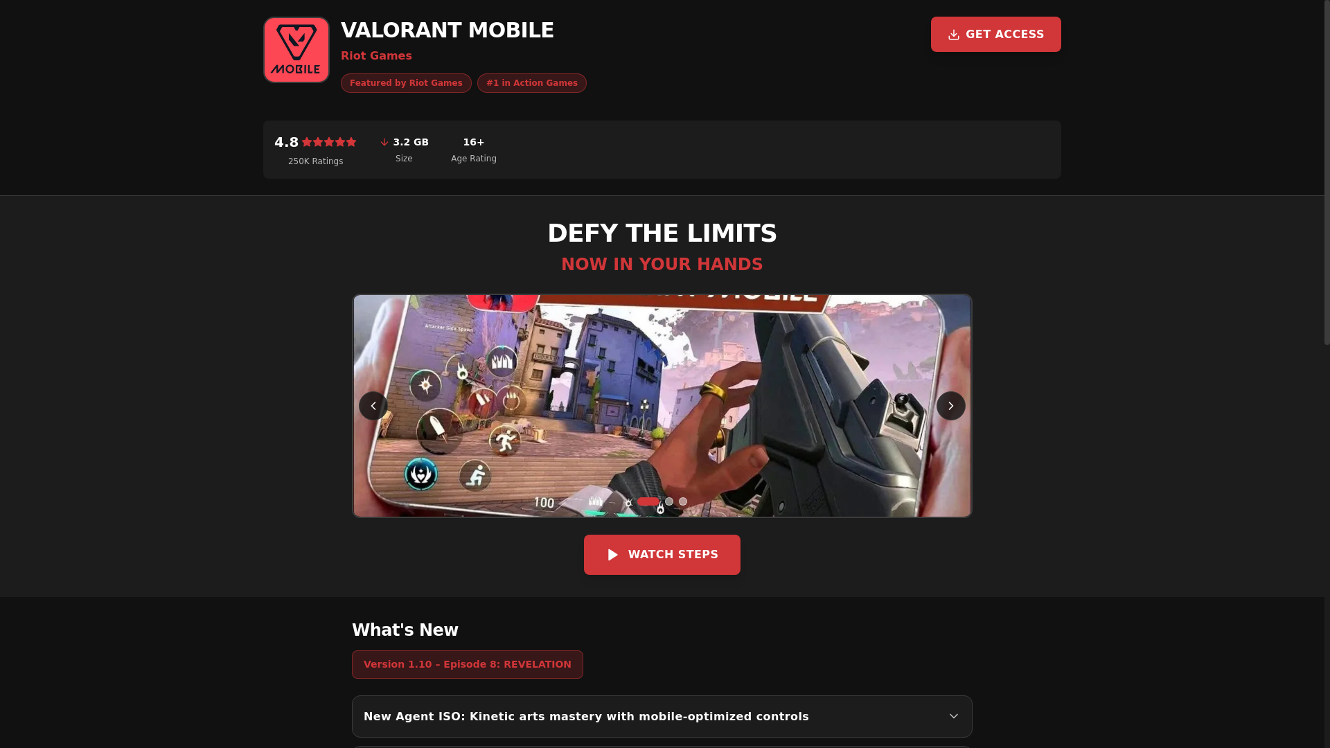 website screenshot of https://mobilevalorant.site/