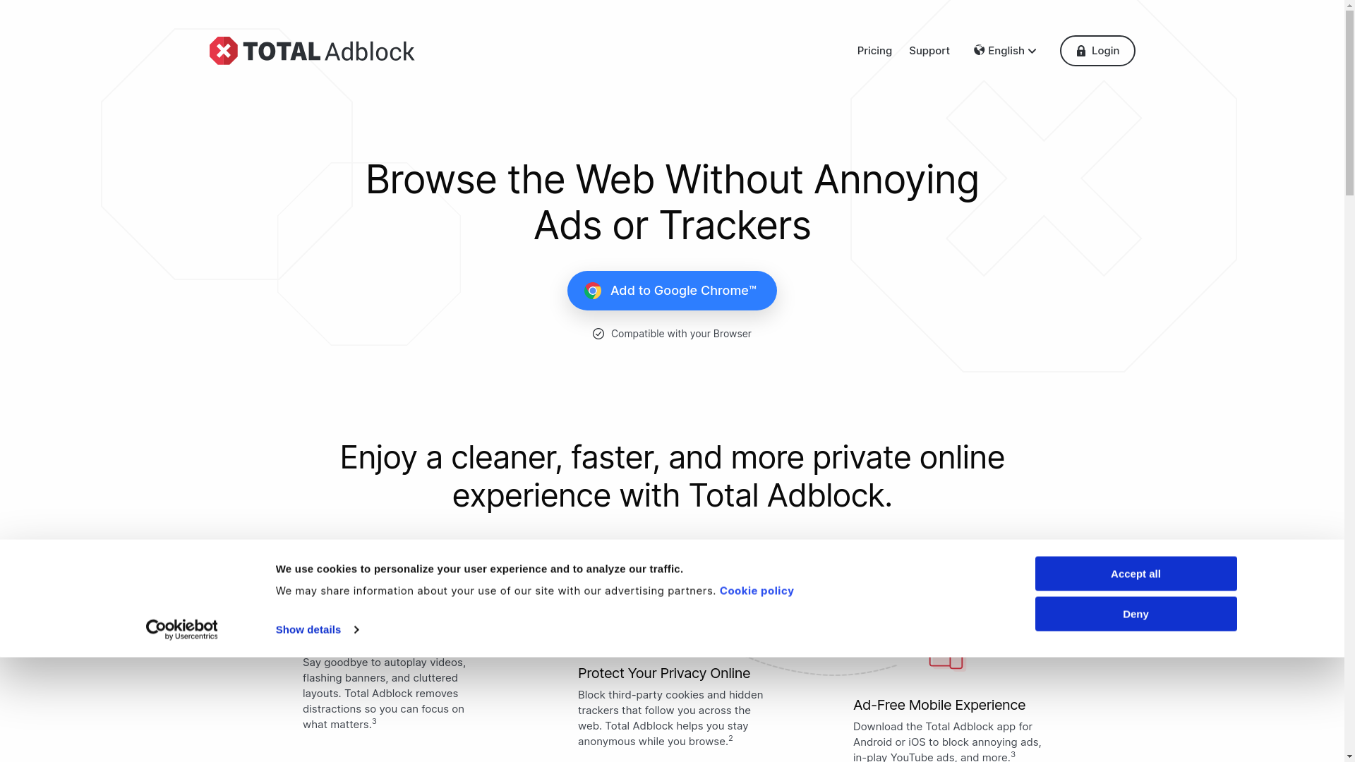 website screenshot of http://www.totaladblock.com/