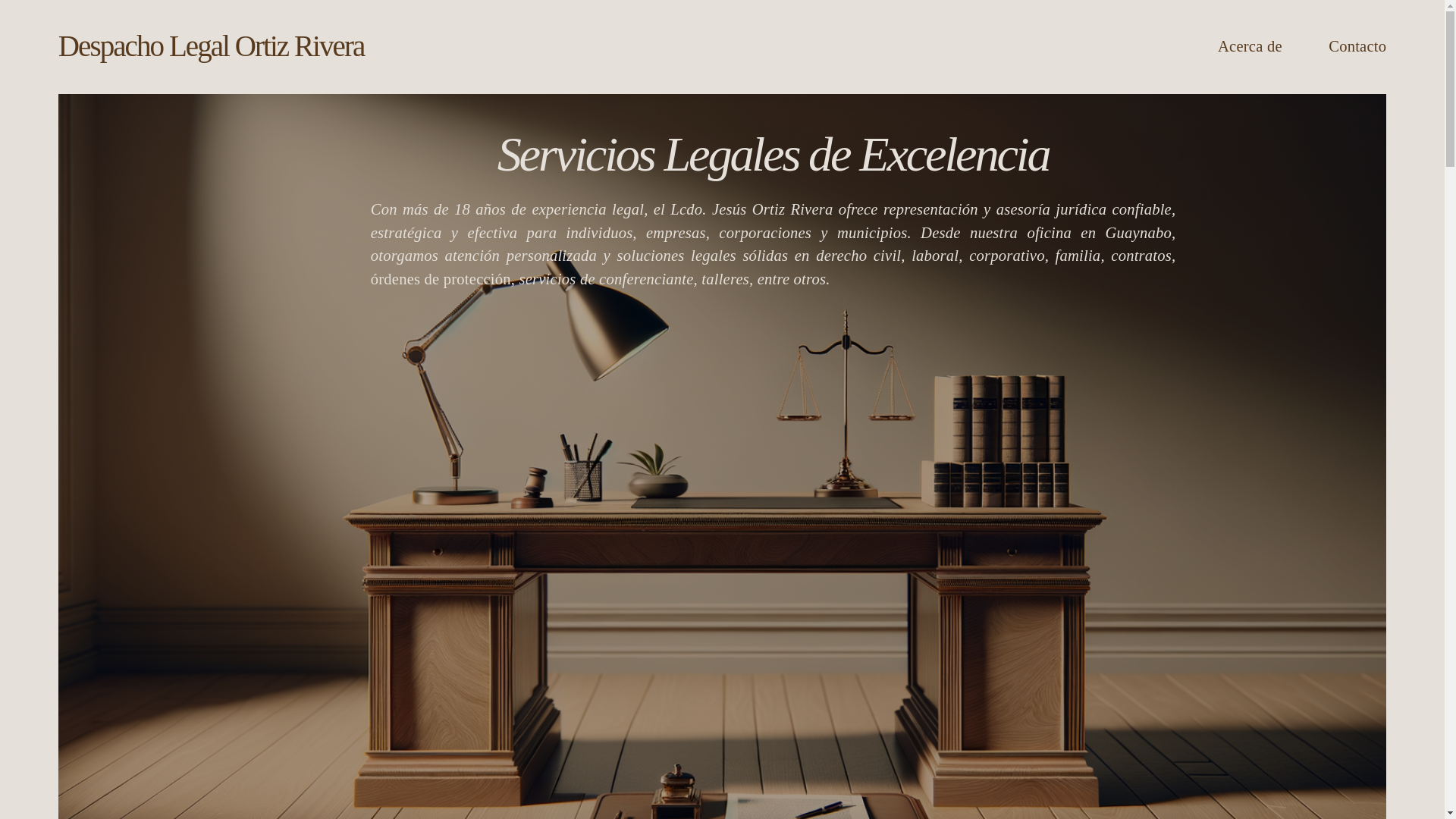 website screenshot of https://despacholegalortizrivera.com/