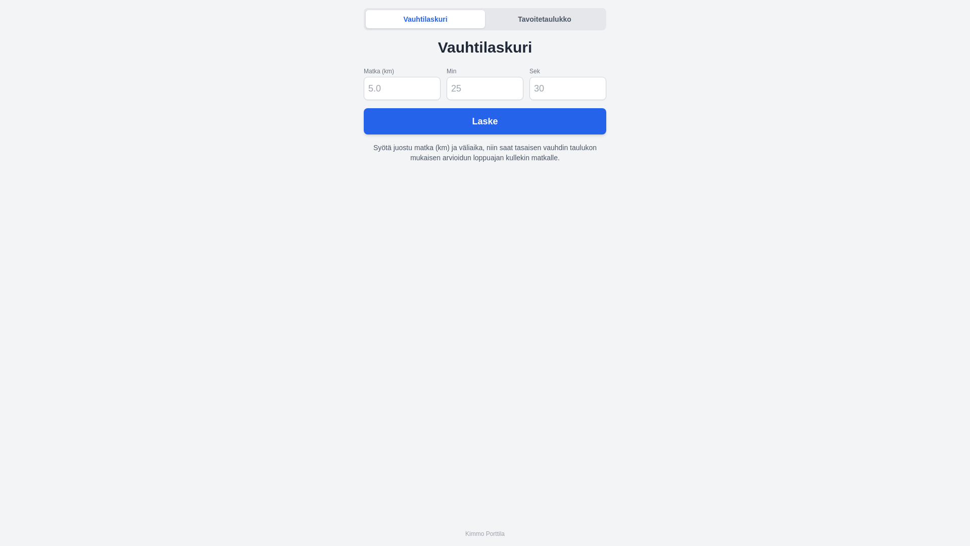 website screenshot of https://vauhtilaskuri.online/