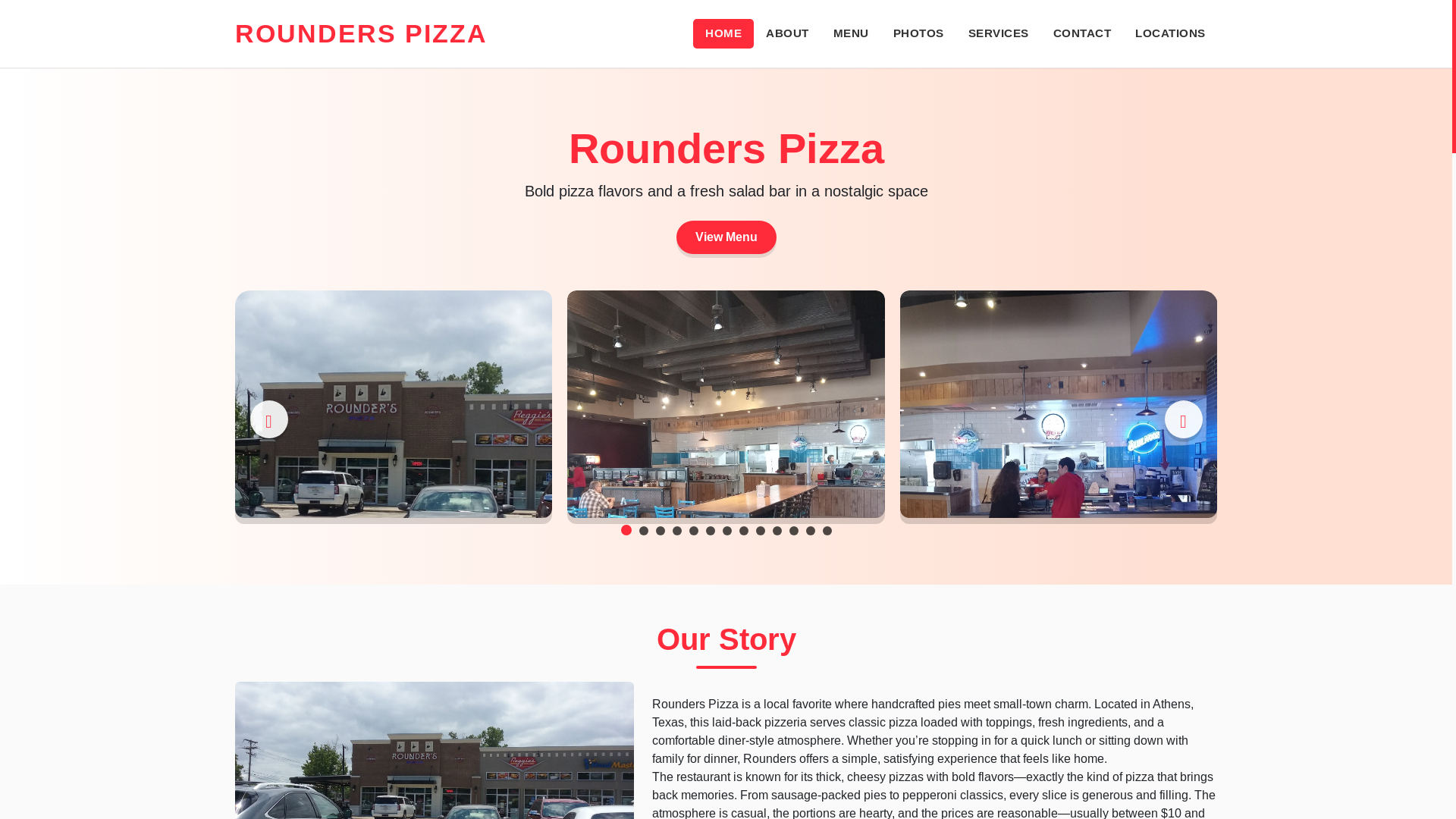 website screenshot of https://rounders-pizza-site.pages.dev/