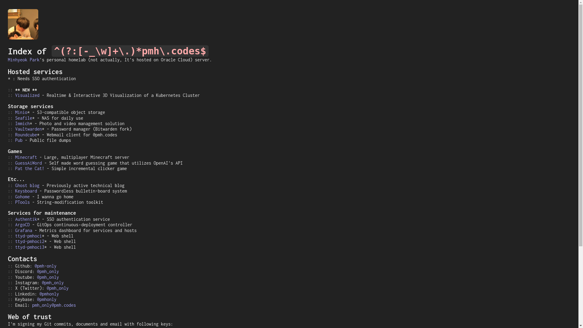 website screenshot of https://pmh.codes/