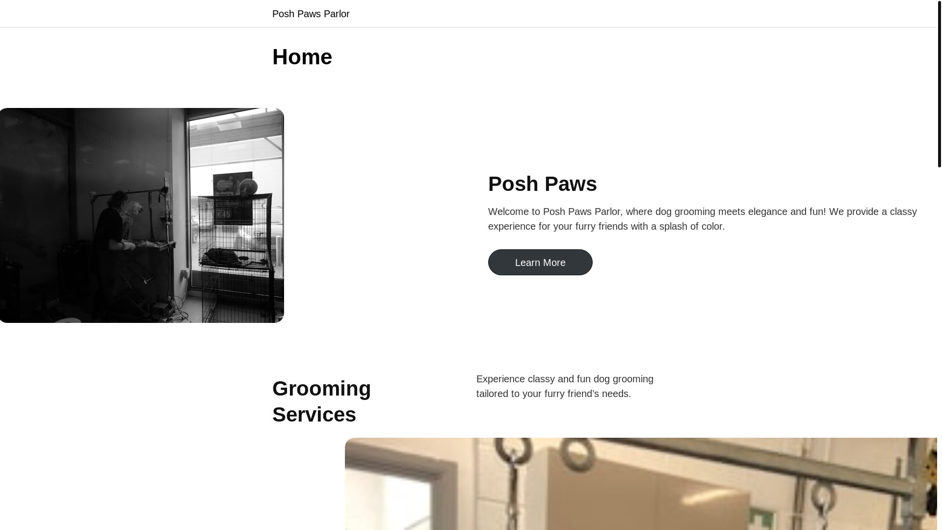 website screenshot of https://poshpawparlor.com/