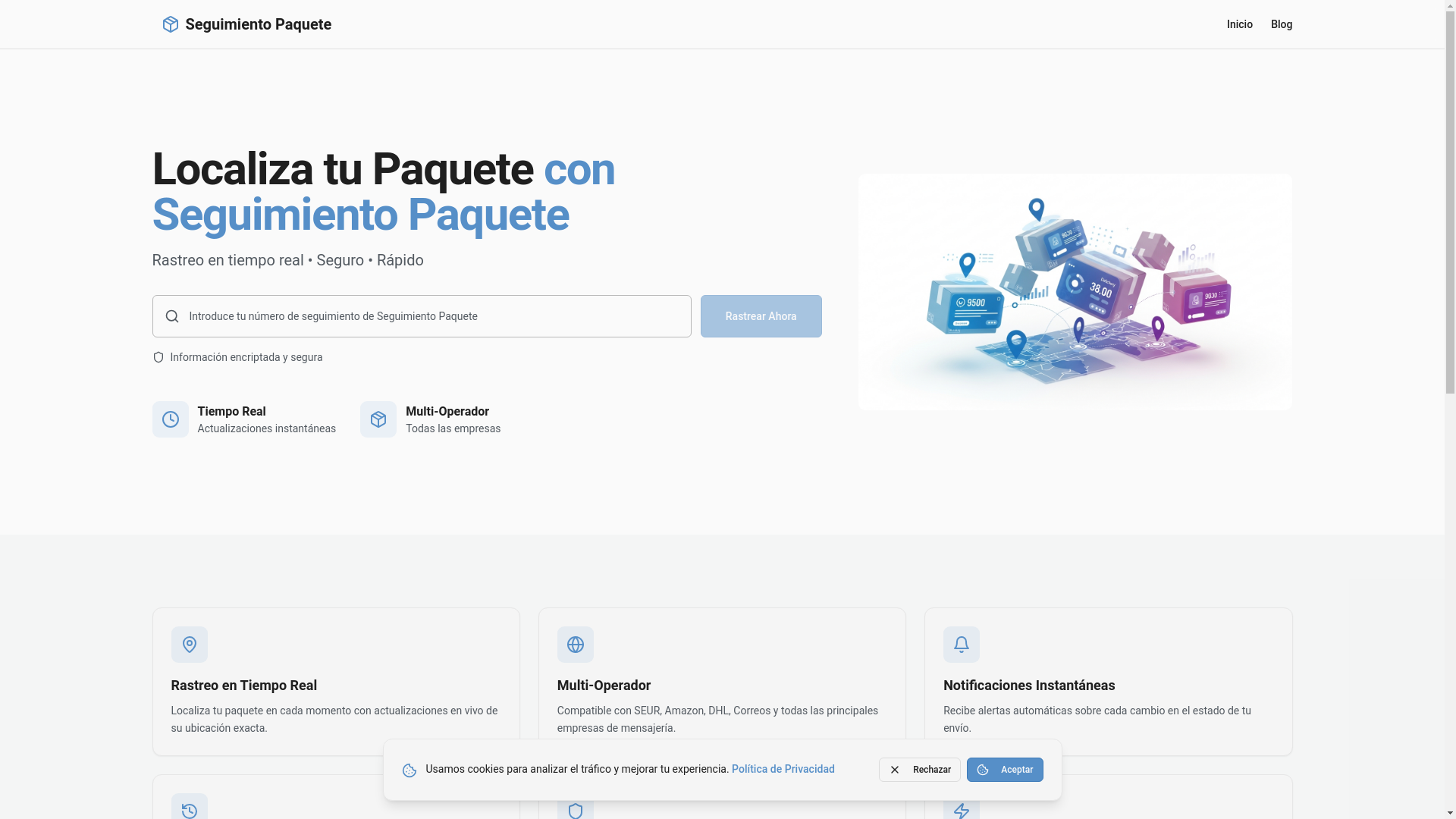 website screenshot of https://seguimientopaquete.es/