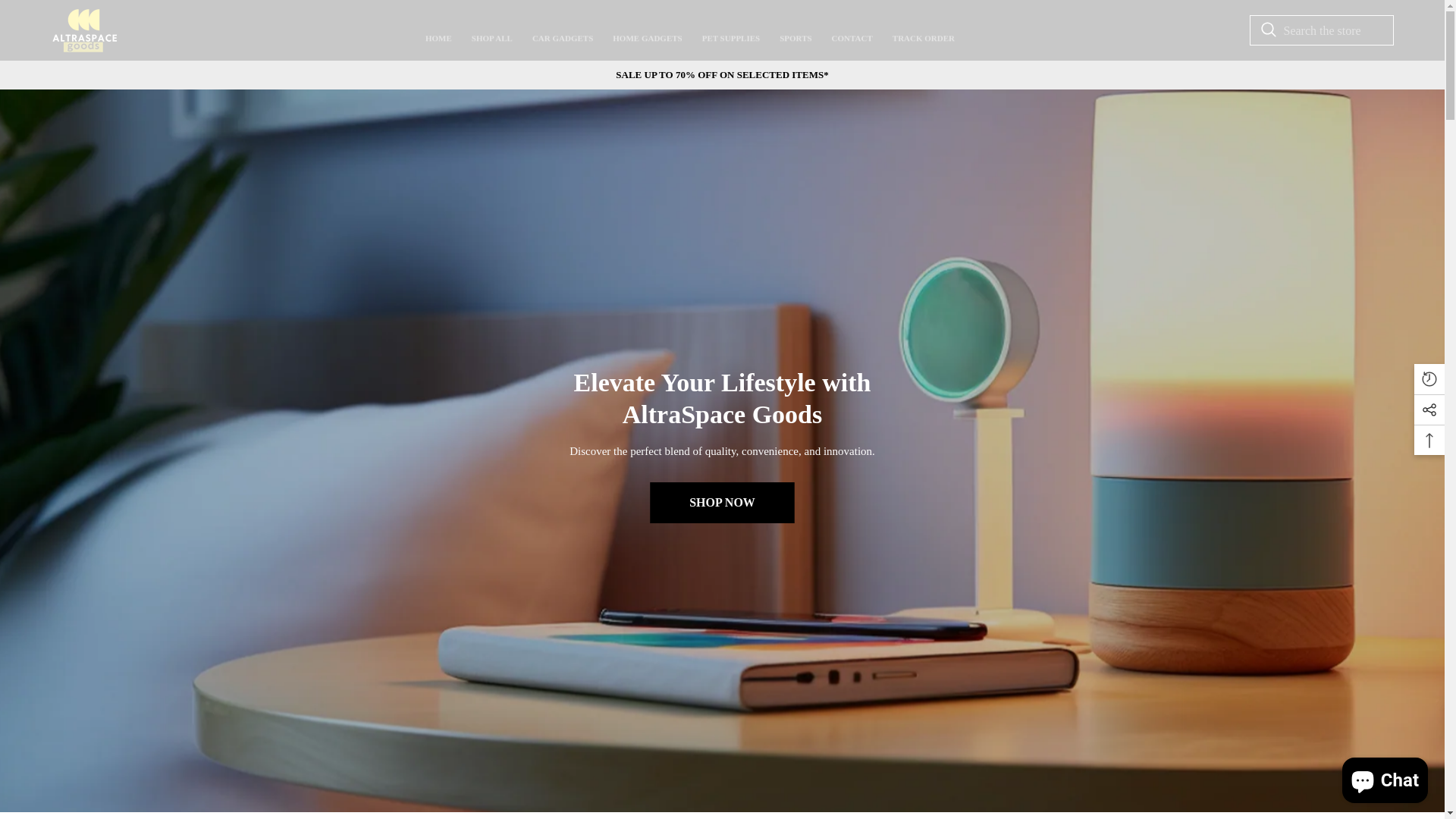 website screenshot of https://altraspacegoods.com/
