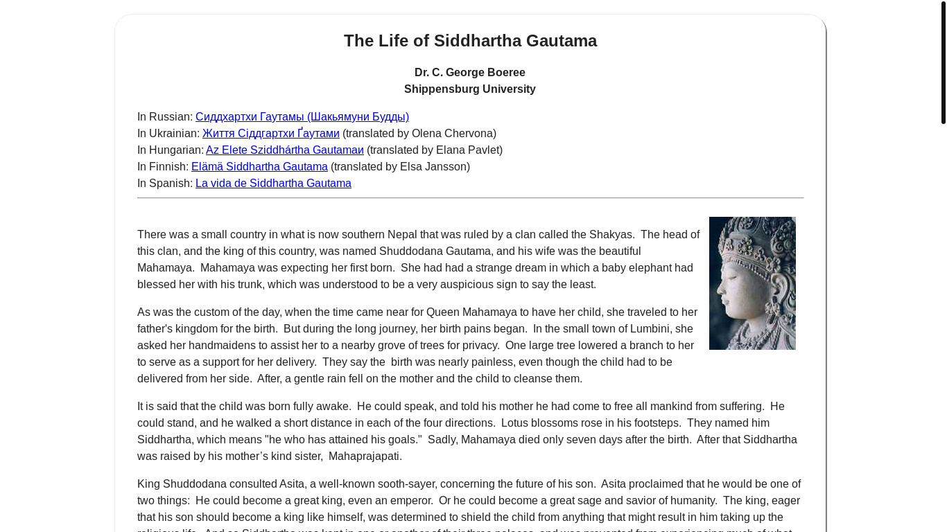 website screenshot of https://webspace.ship.edu/cgboer/siddhartha.html