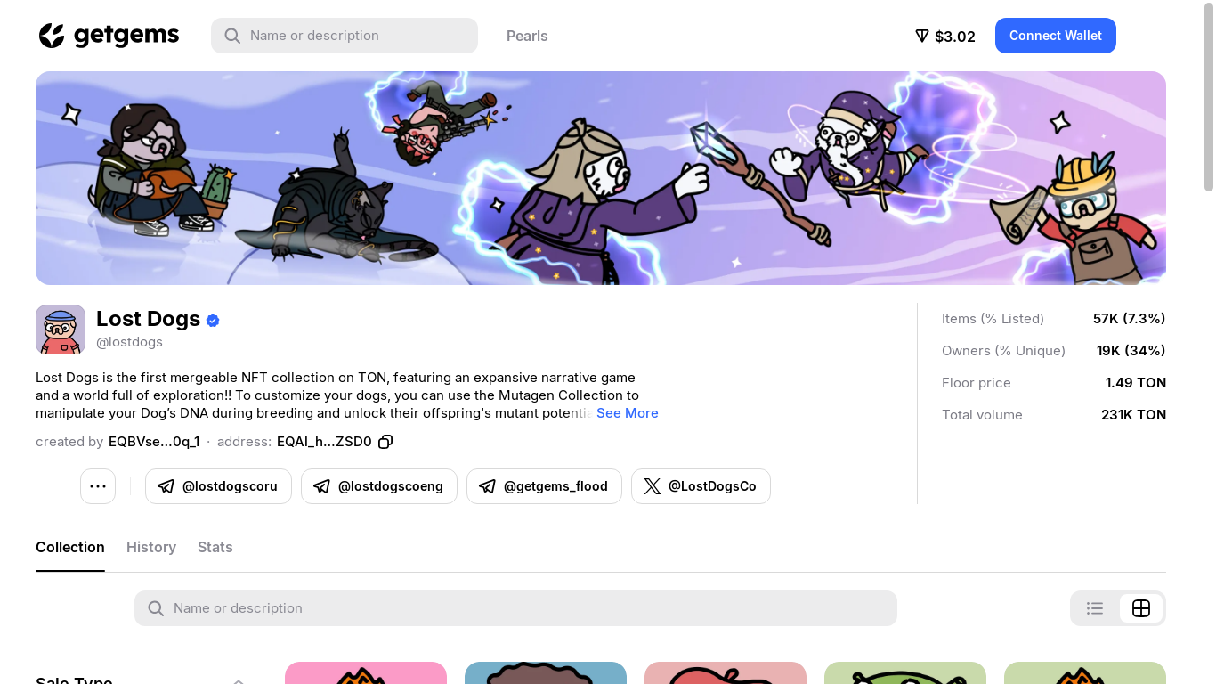 website screenshot of https://dogscollection.ru/