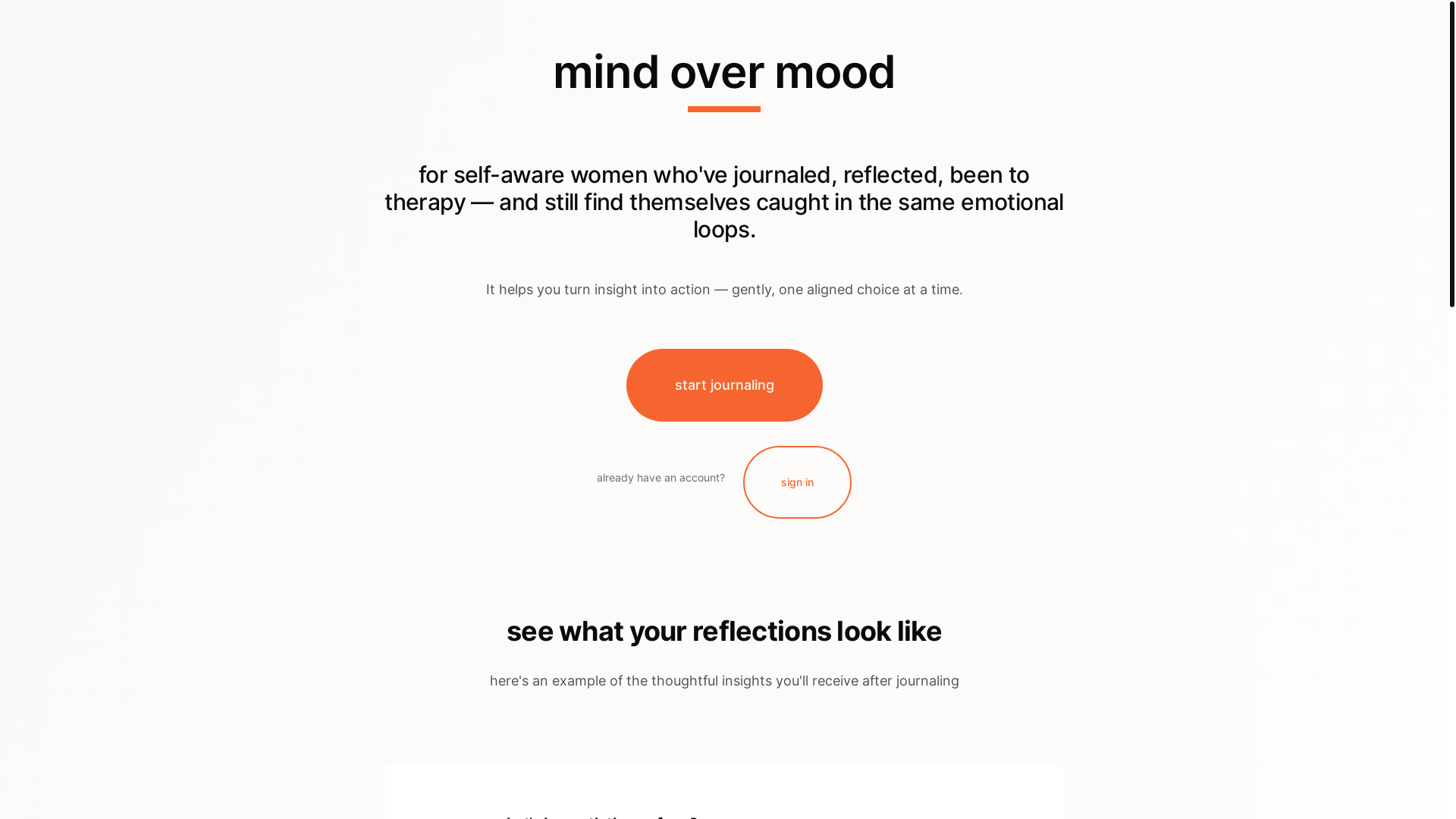 website screenshot of https://mindovermood.app/