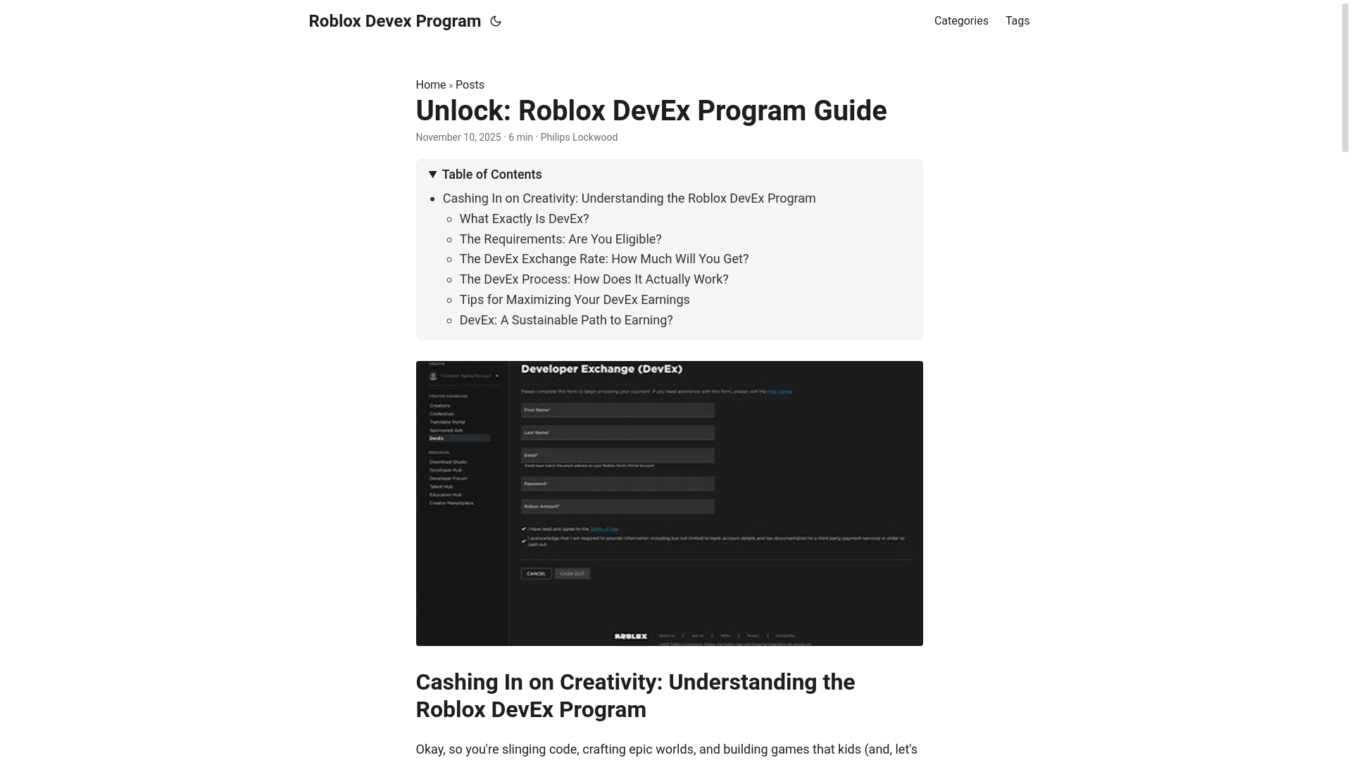 website screenshot of https://roblox-devex-program.pages.dev/
