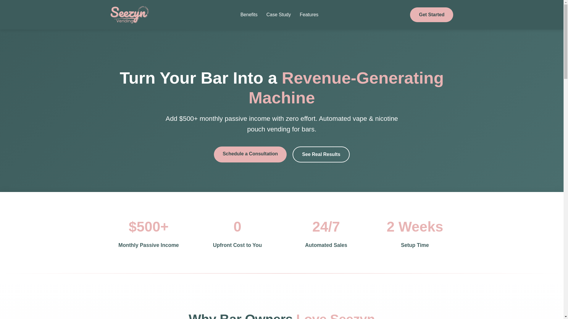 website screenshot of https://seezynvending.com/
