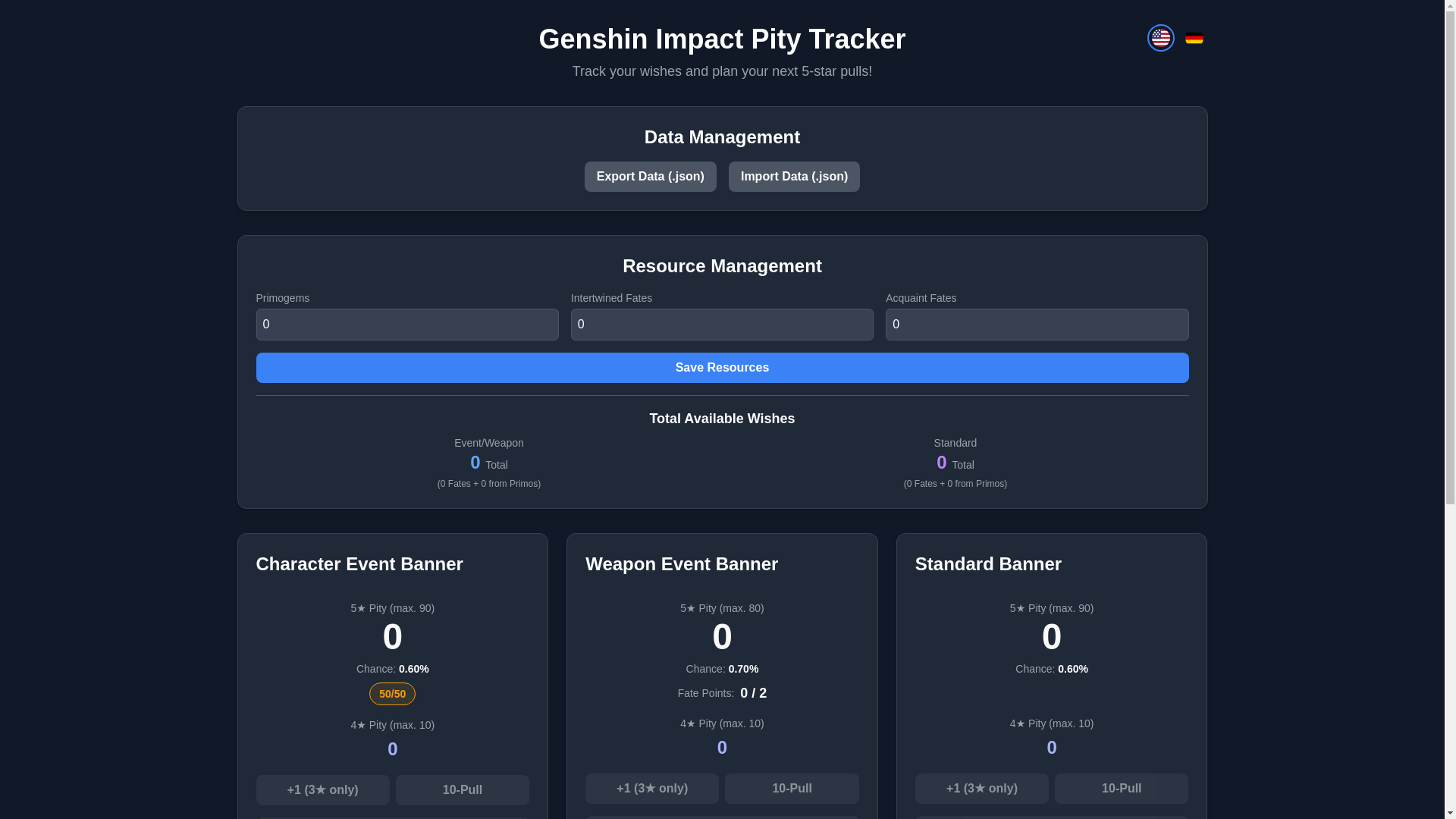 website screenshot of https://genshin-pity-tracker.pages.dev/
