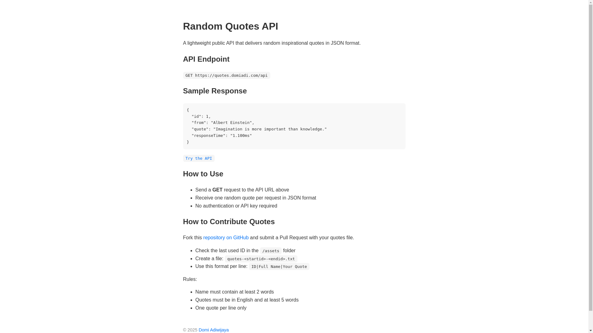 website screenshot of https://quotes-api.pages.dev/