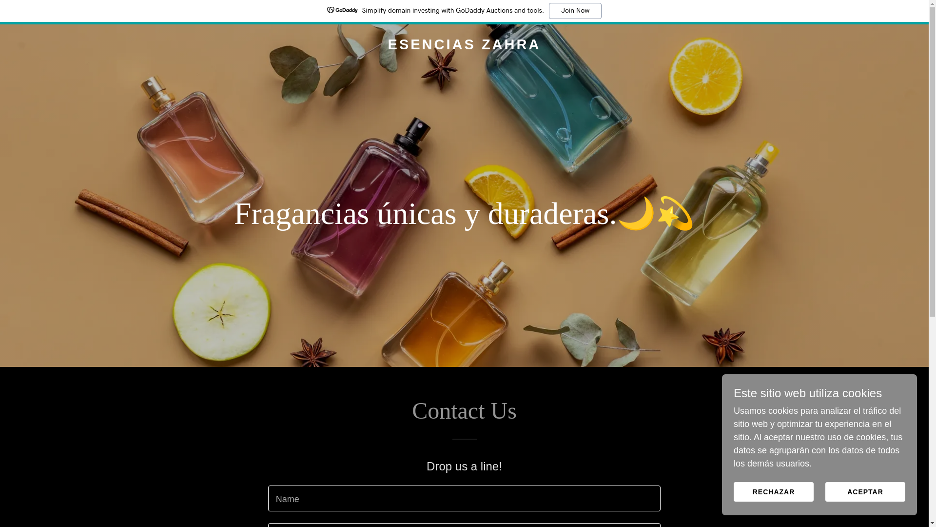 website screenshot of https://esenciaszahra.es/