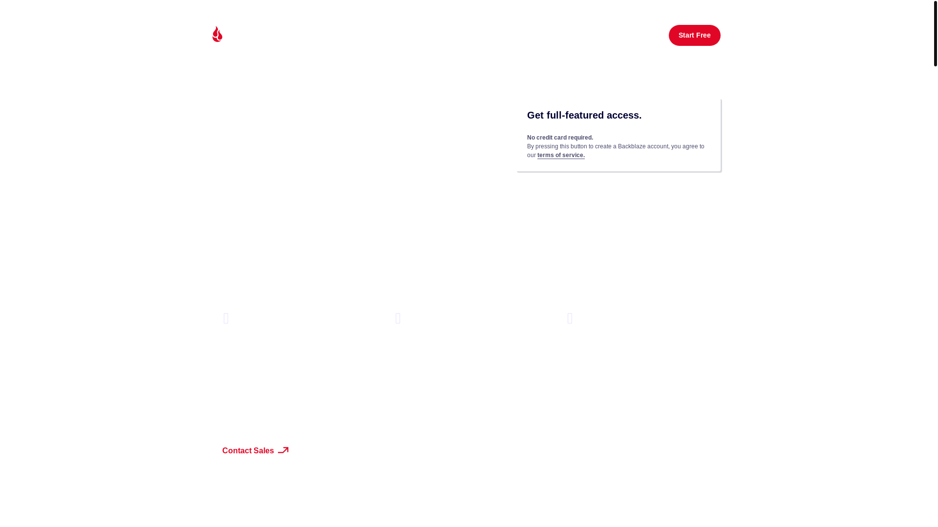 website screenshot of https://backblazeb2.com/