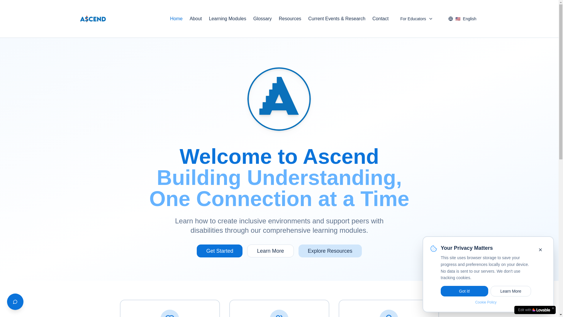 website screenshot of https://ascendlearningguide.info/