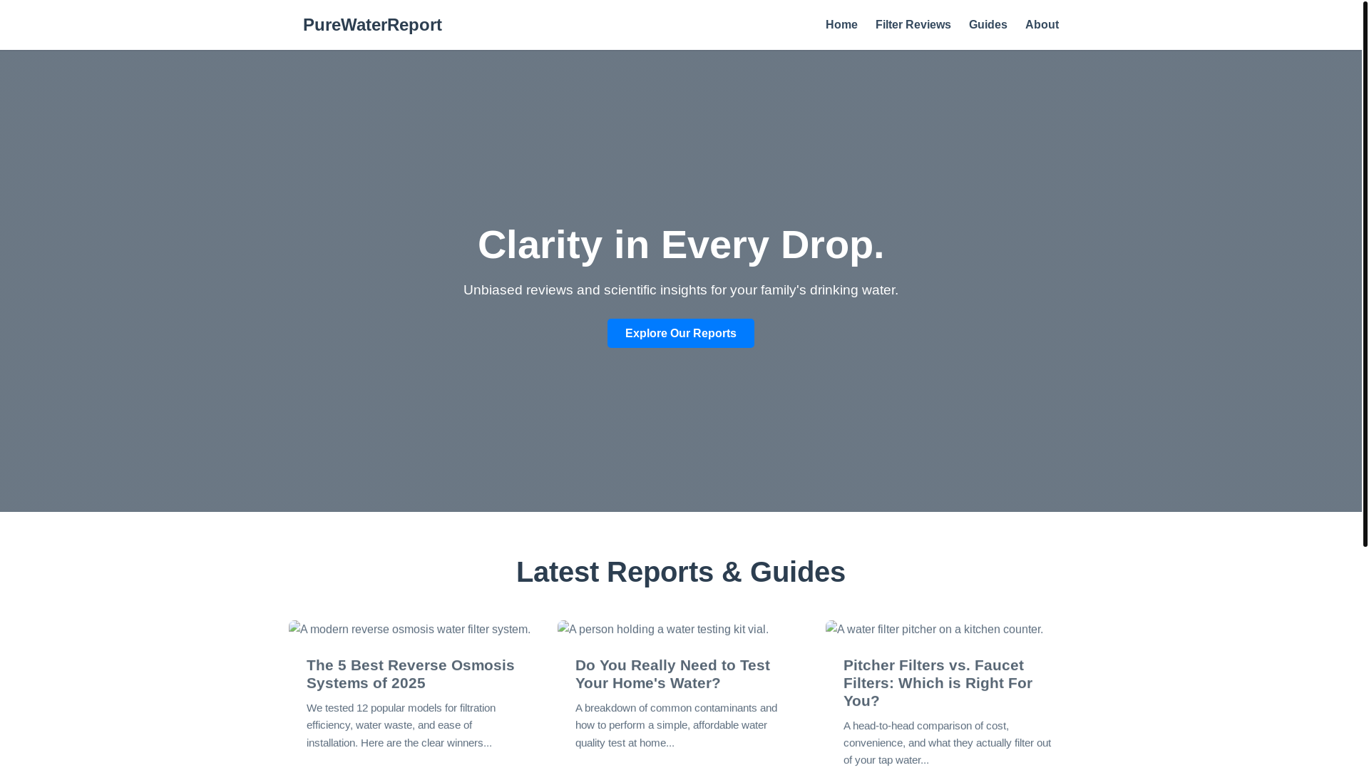 website screenshot of https://purewaterreport.pages.dev/