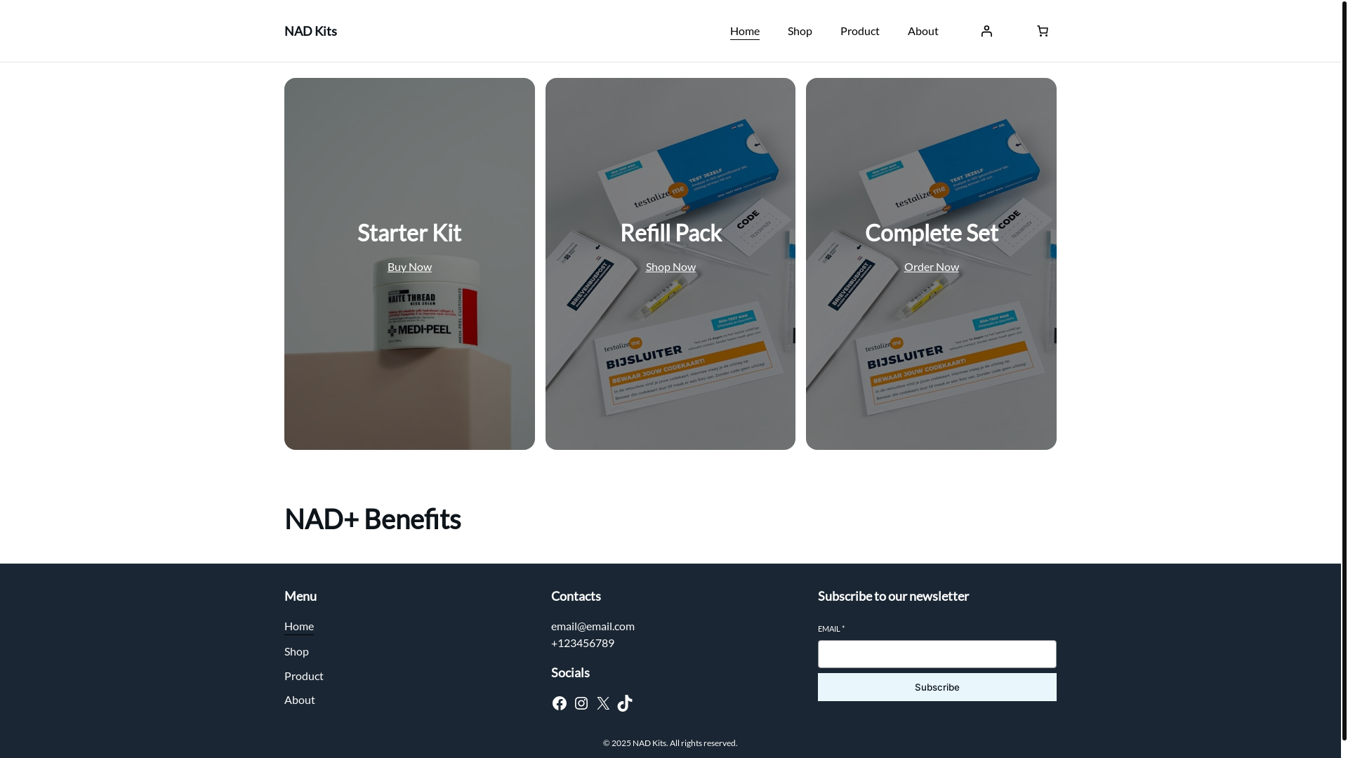 website screenshot of https://nadkits.com/